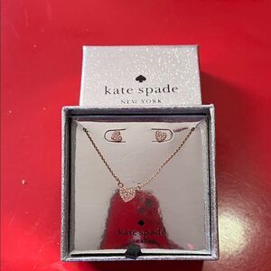 Kate Spade Rose Gold Heart Necklace and Earrings